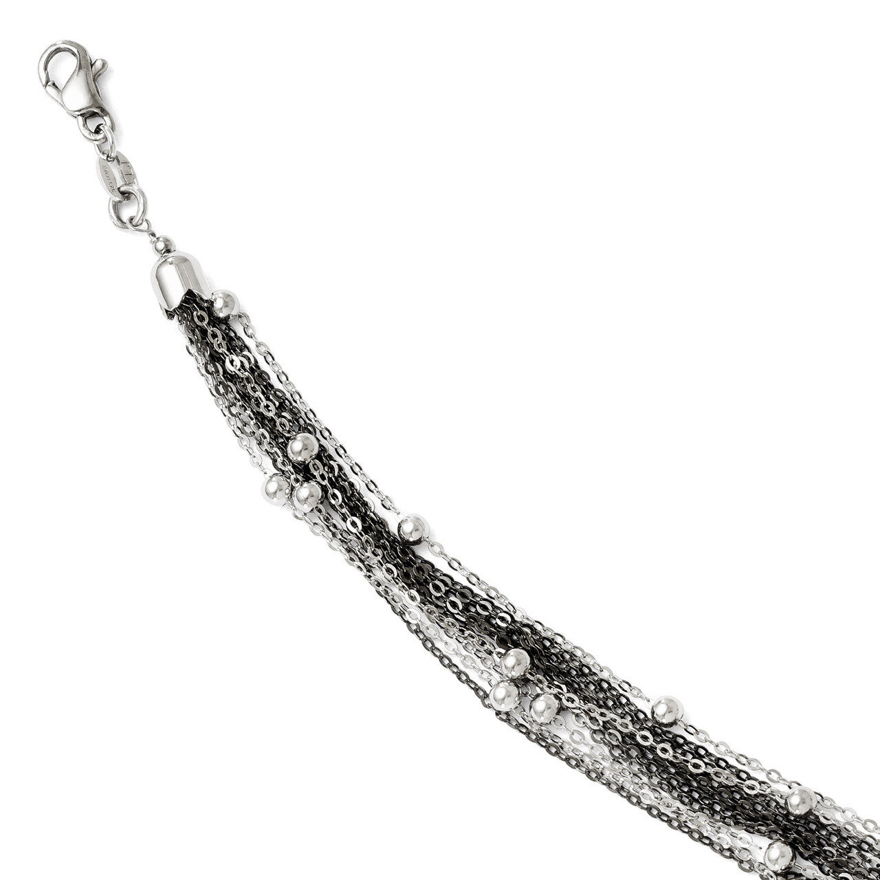 Leslie&#39;s Rhodium-plated Beaded Bracelet with 1 Inch Extension 7.5 Inch - Sterling Silver HB-QLF195-…
