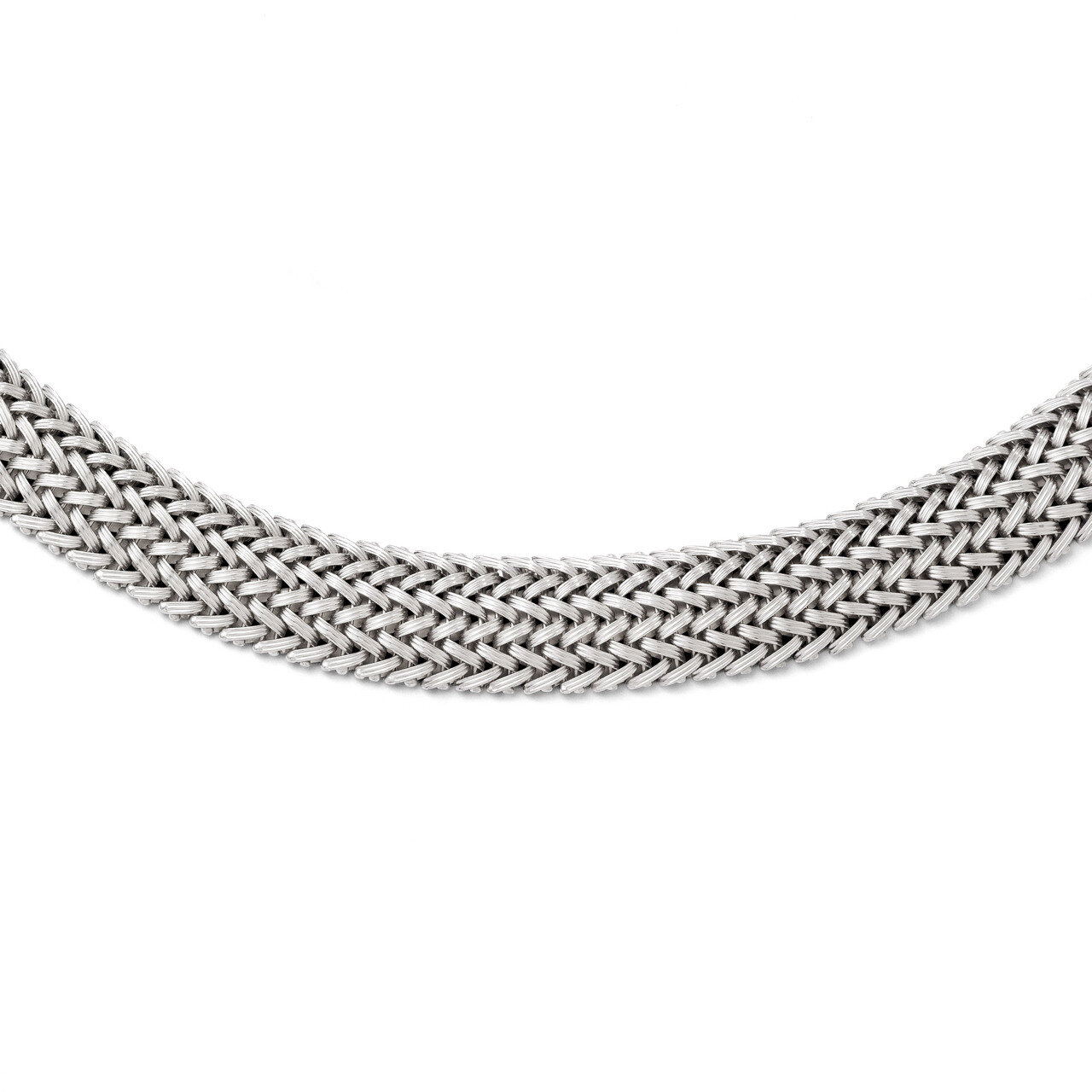 Polished Mesh Braided Necklace - Sterling Silver HB-QLF206-18