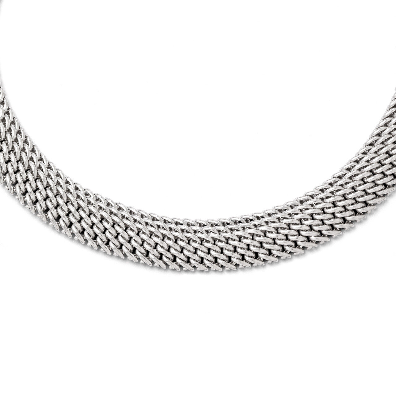 Polished Mesh Link Necklace - Sterling Silver HB-QLF208-18