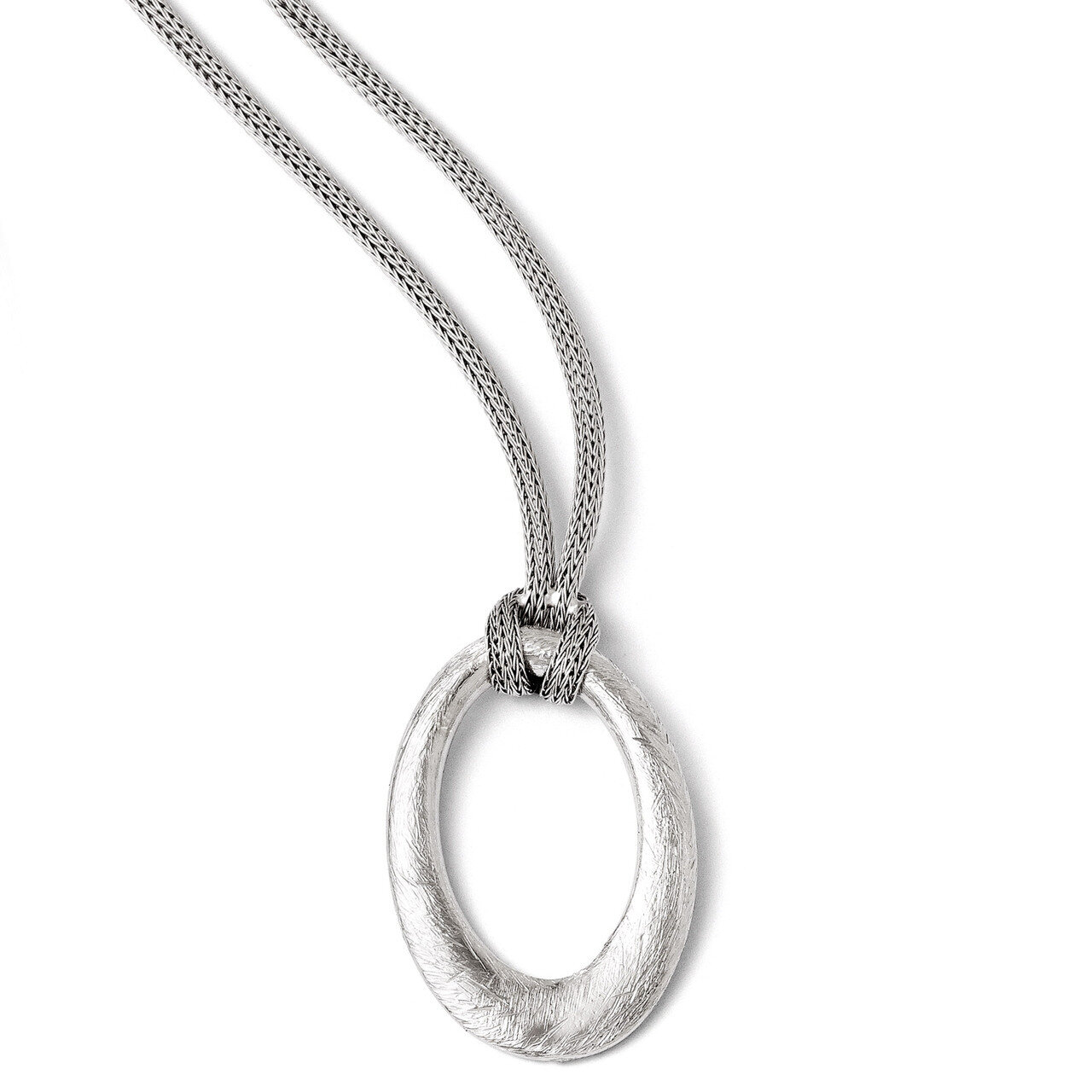 Scratch Finish Mesh Necklace with 2 Inch Extension - Sterling Silver HB-QLF258-18.5