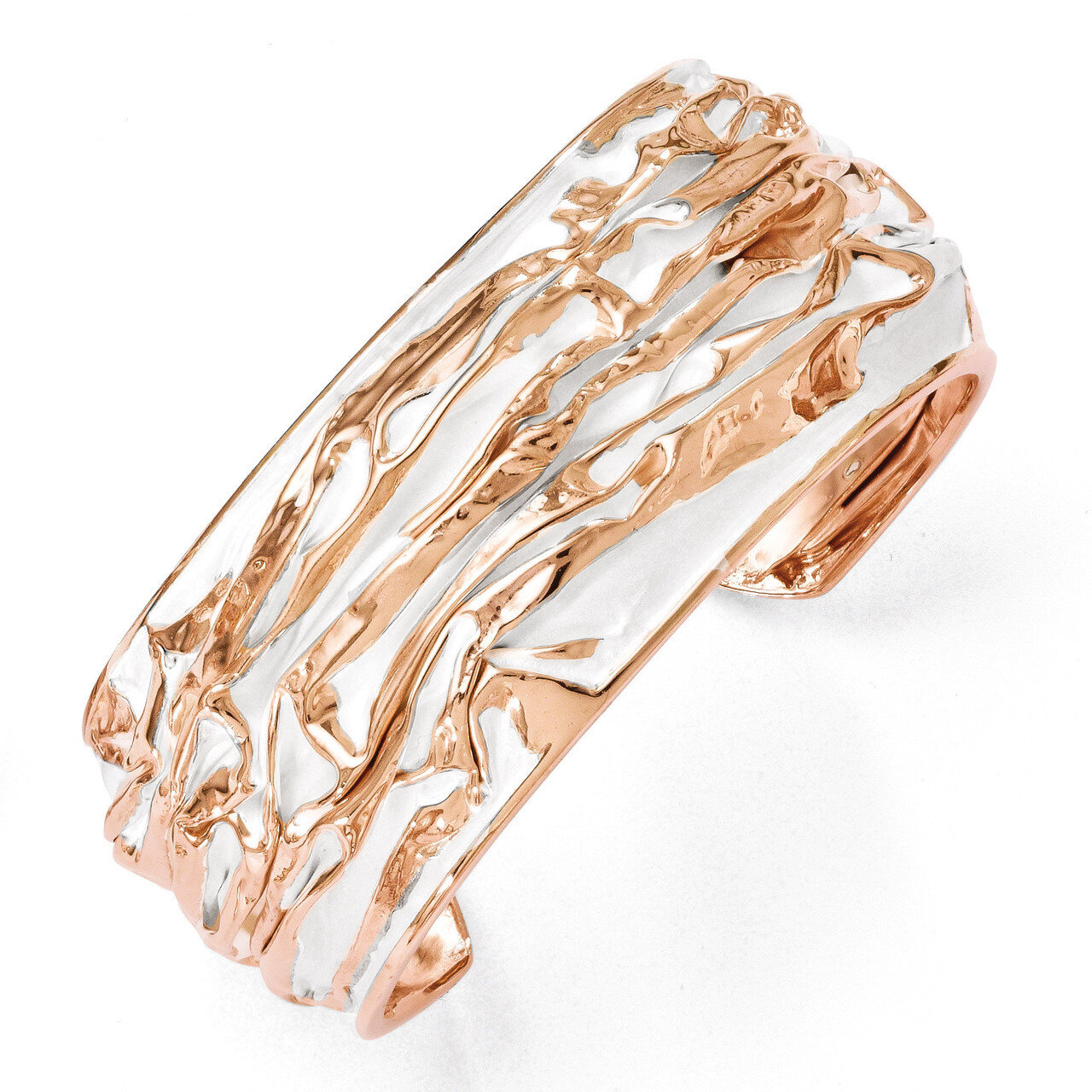 Rose Gold-plated Medium Domed Scrunch Bangle - Sterling Silver HB-QLF295