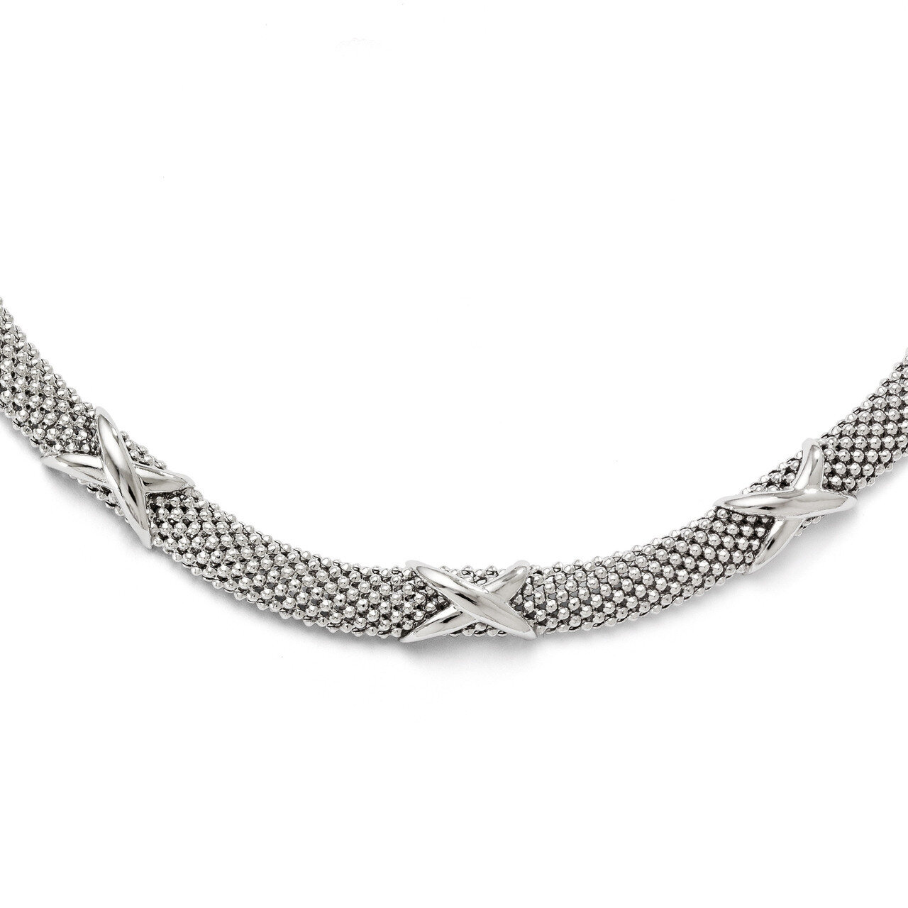 Polished Mesh Necklace - Sterling Silver HB-QLF319-18