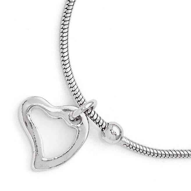 Leslie&#39;s Polished Heart Anklet with 1 Inch Extension - Sterling Silver HB-QLF337-9, MPN: QLF337-9, …