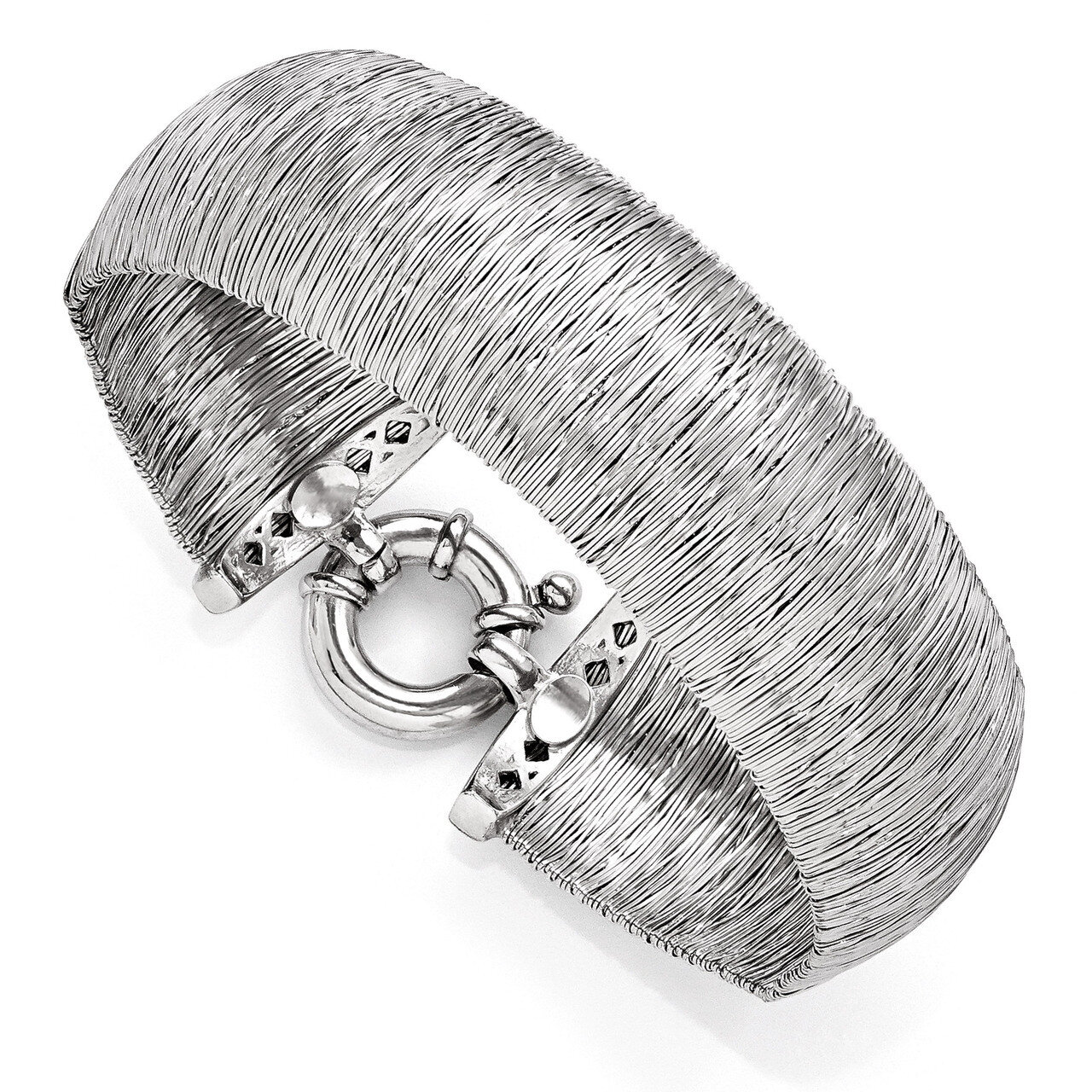 Polished and Textured Bracelet 7.5 Inch - Sterling Silver HB-QLF353-7.5