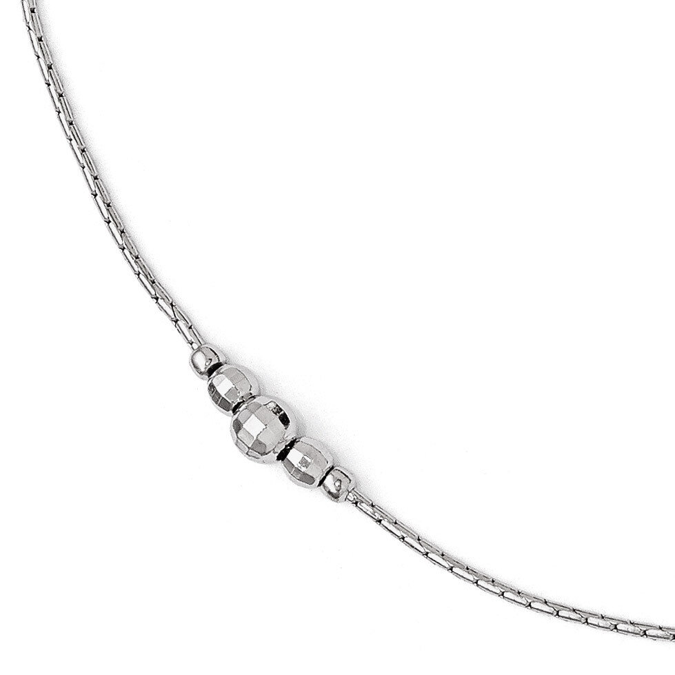 Leslie&#39;s Polished Anklet with 1 Inch Extension with all silver beads - Sterling Silver HB-QLF358-9,…