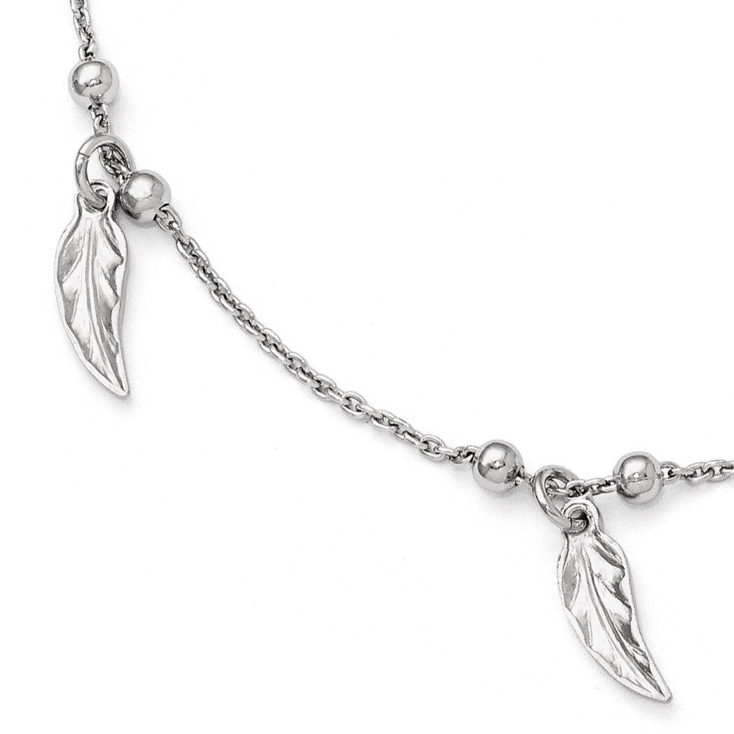 Leslie&#39;s Polished Feather Anklet with 1 Inch Extension - Sterling Silver HB-QLF360-9, MPN: QLF360-9…