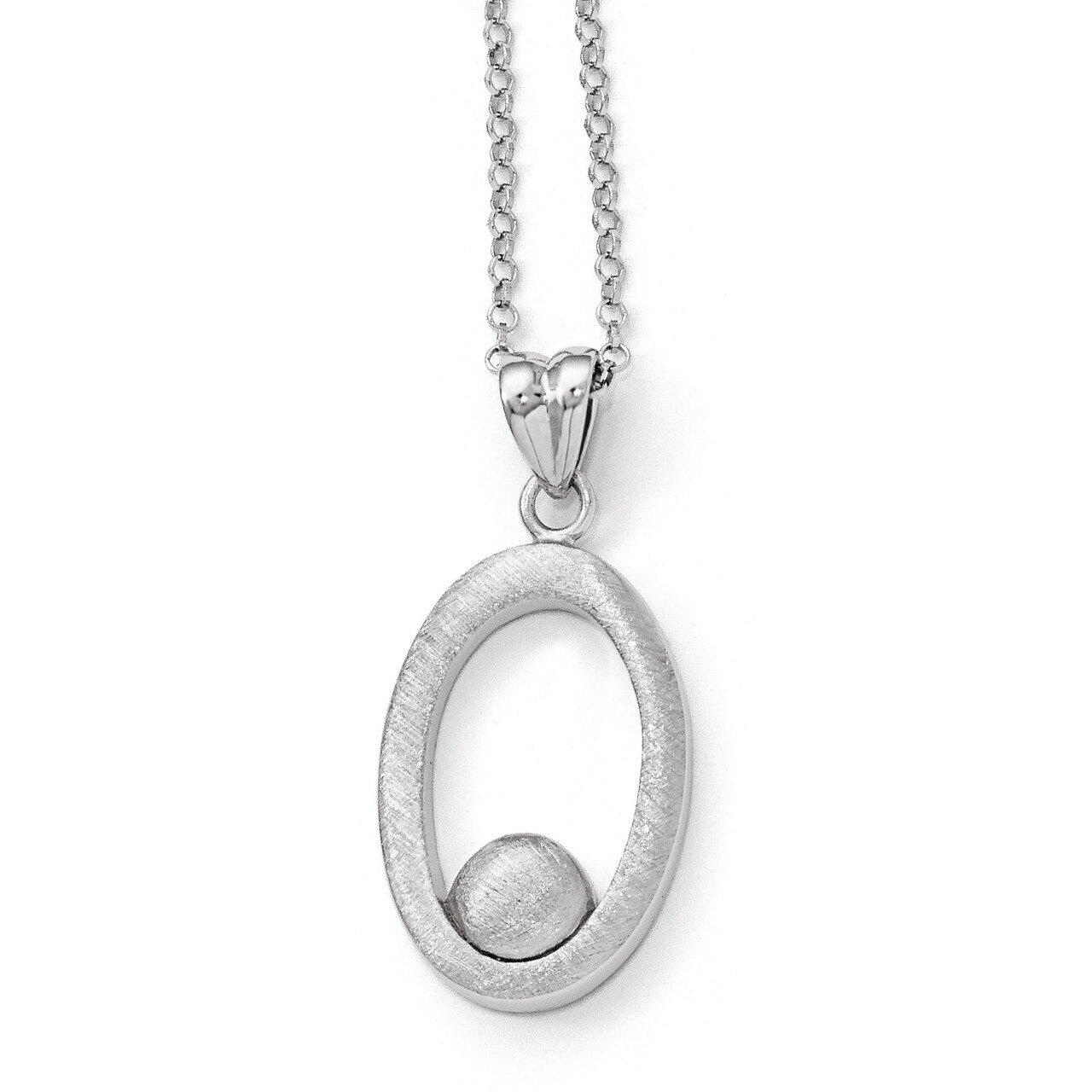Leslie&#39;s Polished &amp; Scratch Finish Necklace with 1.5 Inch Extension - Sterling Silver HB-QLF366-17,…