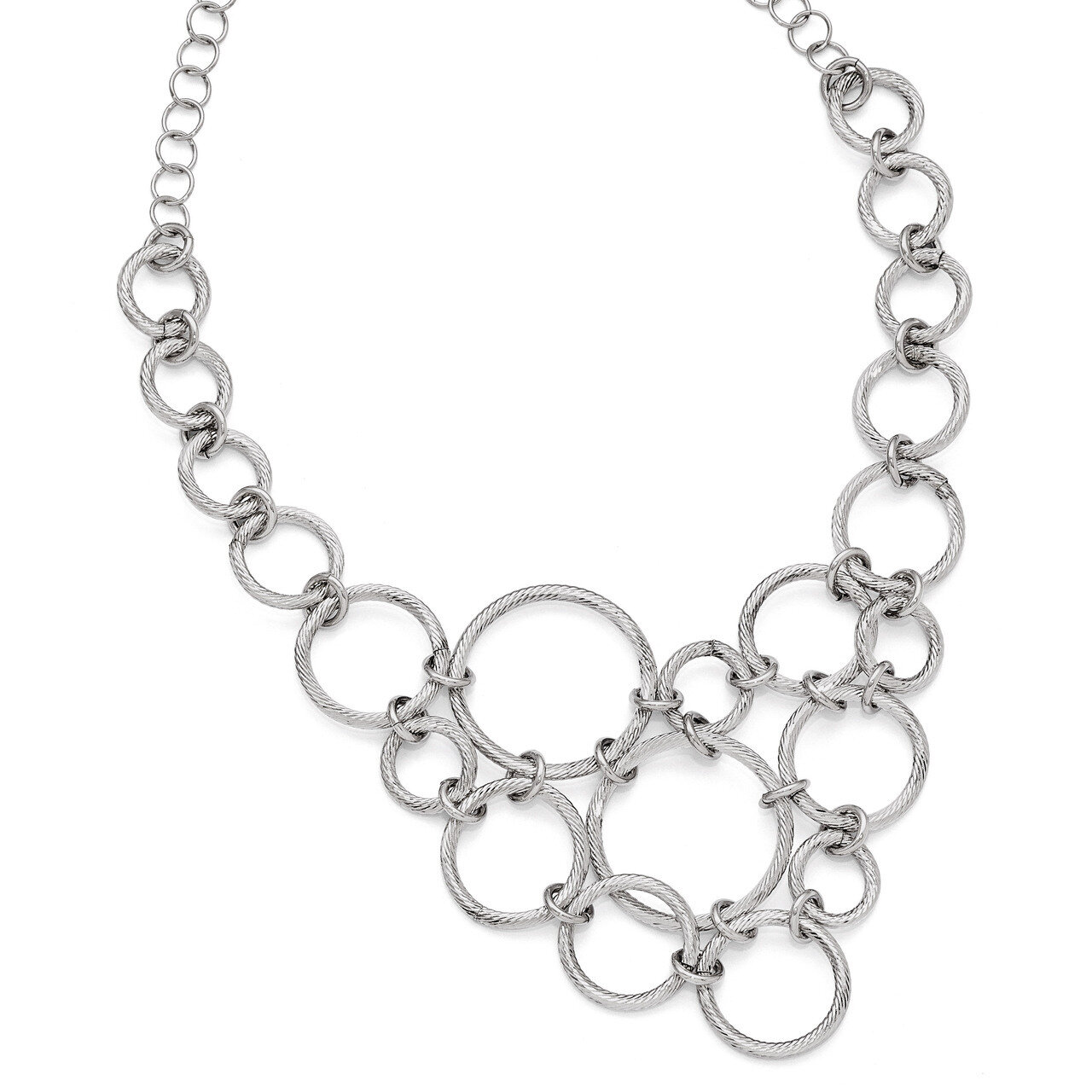 Leslie&#39;s Polished &amp; Diamond-cut Fancy Link Necklace - Sterling Silver HB-QLF370-18.5, MPN: QLF370-1…
