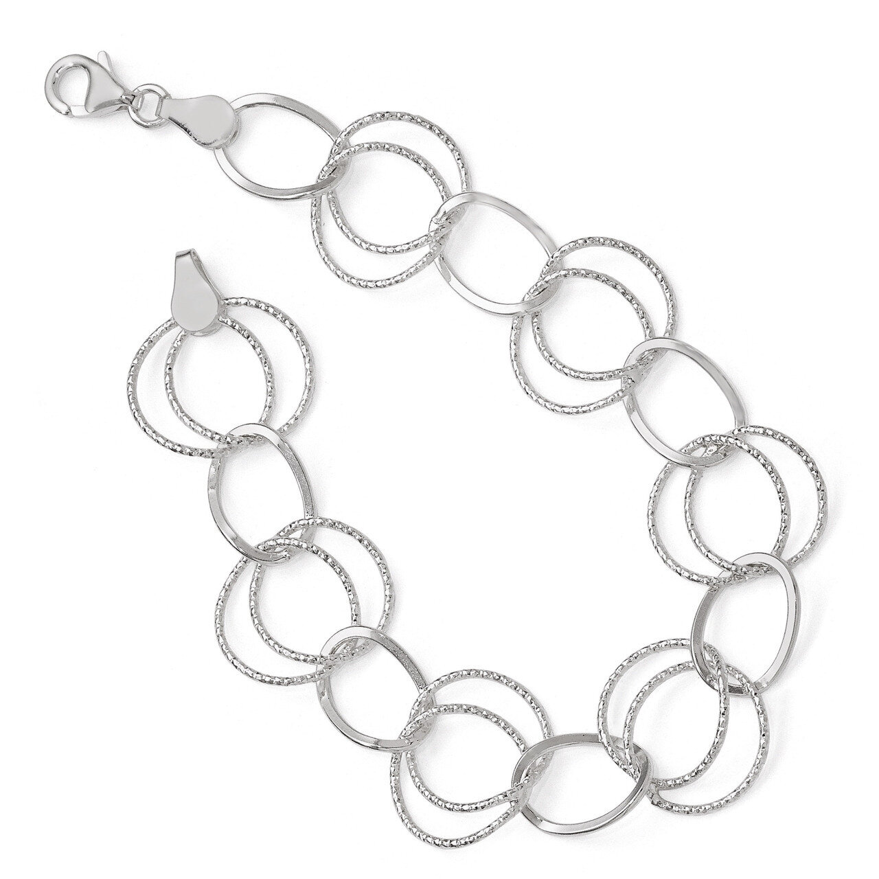 Leslie&#39;s Polished and Textured Facny Link Bracelet 7.5 Inch - Sterling Silver HB-QLF389-7.5, MPN: Q…