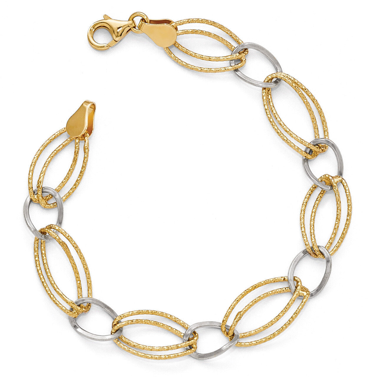 Leslie&#39;s Gold-tone Flash 18k Gold Plated Link Bracelet 7 Inch - Sterling Silver HB-QLF391-7, MPN: Q…