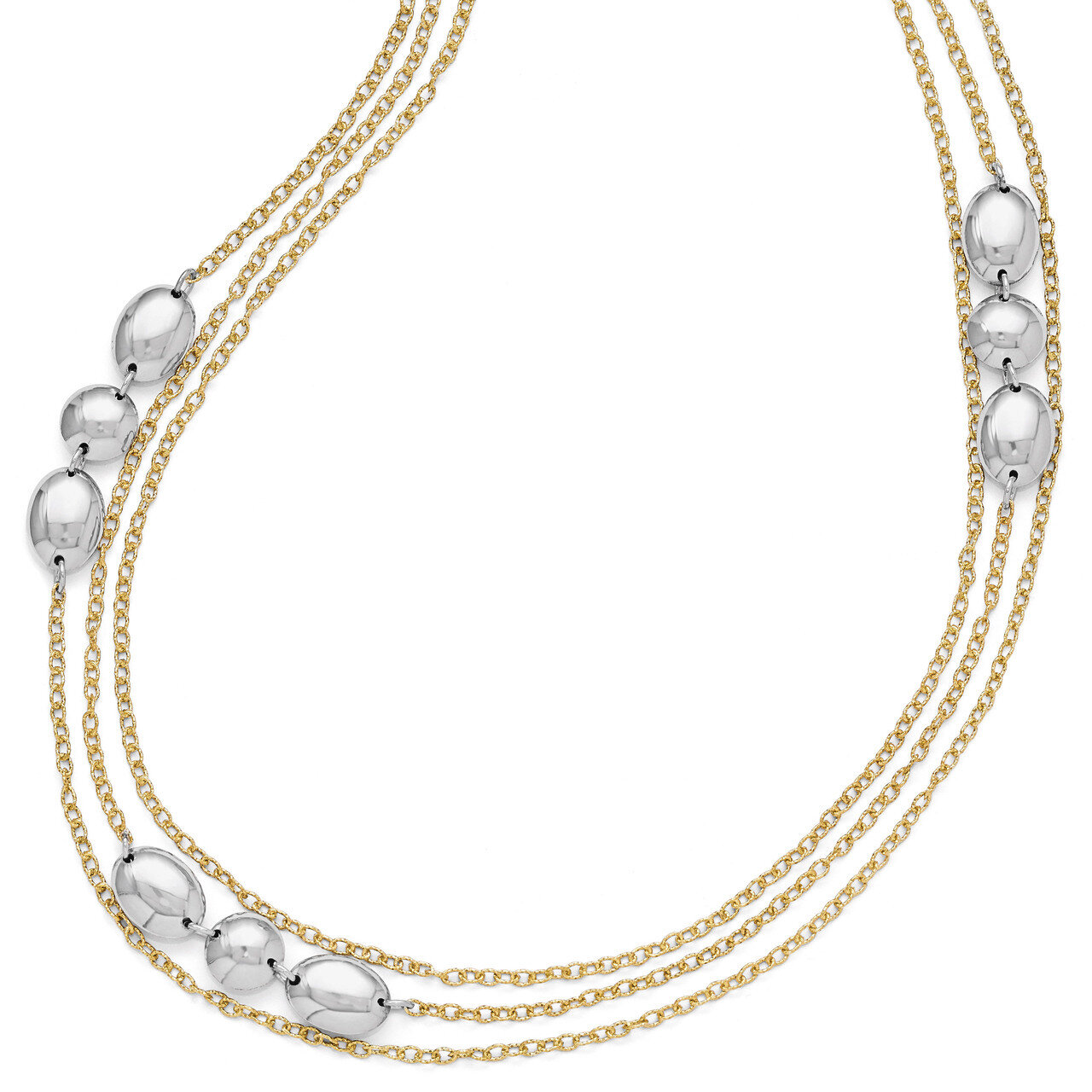 Leslie&#39;s Gold-tone Flash 24k Plated Polished Necklace - Sterling Silver HB-QLF392-30, MPN: QLF392-3…