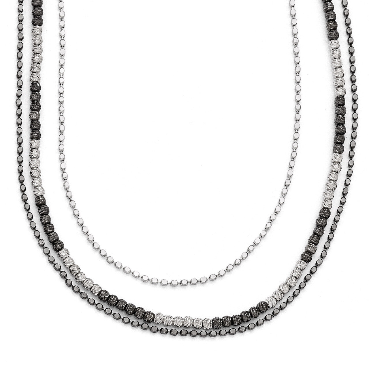Rhodium-plated Diamond-cut Necklace with 2 Inch Extension - Sterling Silver HB-QLF406-18