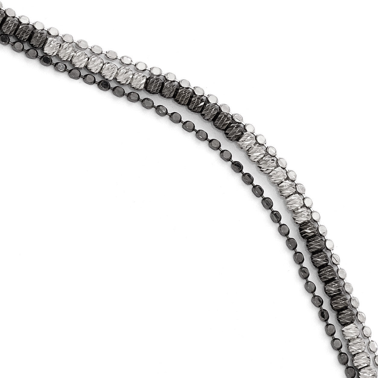 Rhodium-plated Diamond-cut Bracelet with 1 Inch Extension 7.5 Inch - Sterling Silver HB-QLF406-7.5