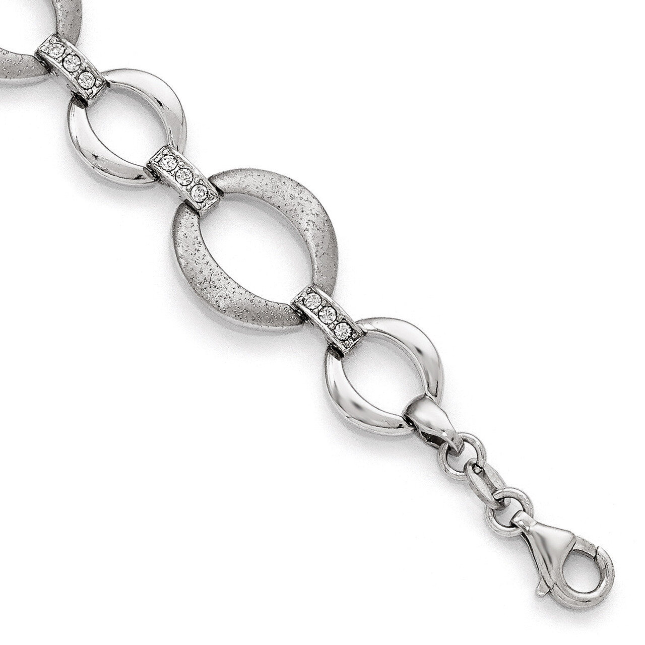 Leslie&#39;s Polished and Brushed Crystal Bracelet 7.5 Inch - Sterling Silver HB-QLF436-7.5, MPN: QLF43…