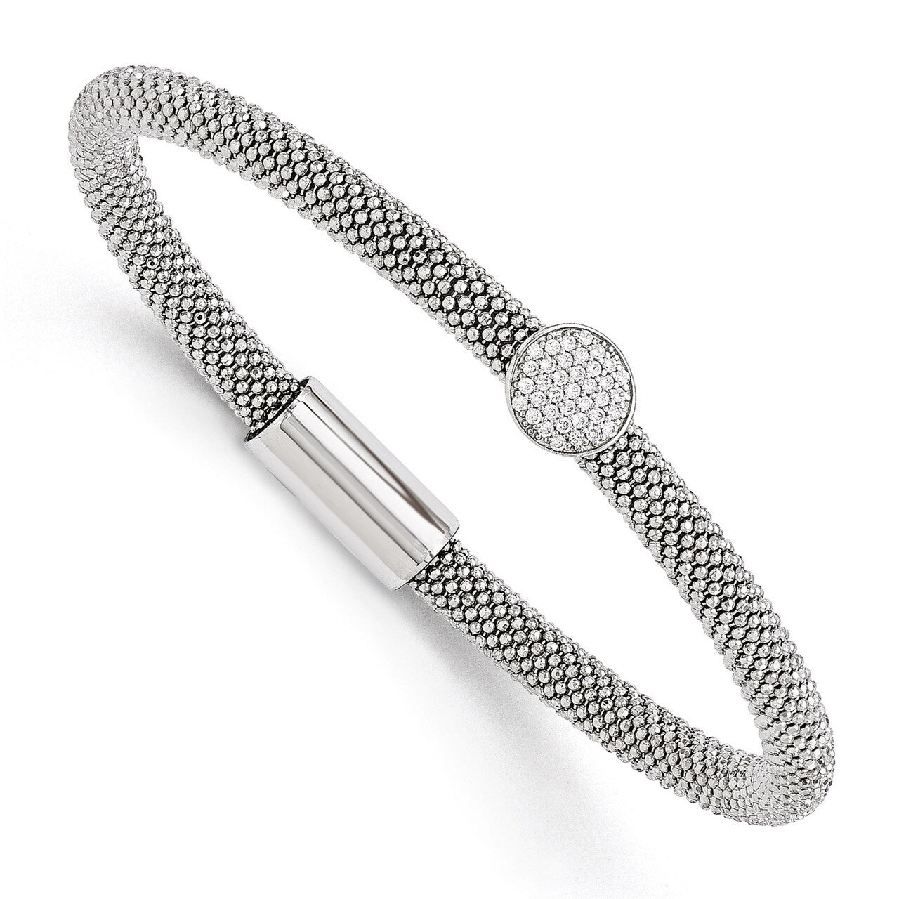 5.00mm Diamond-cut Synthetic Diamond Bracelet 7.5 Inch - Sterling Silver HB-QLF440-7.5
