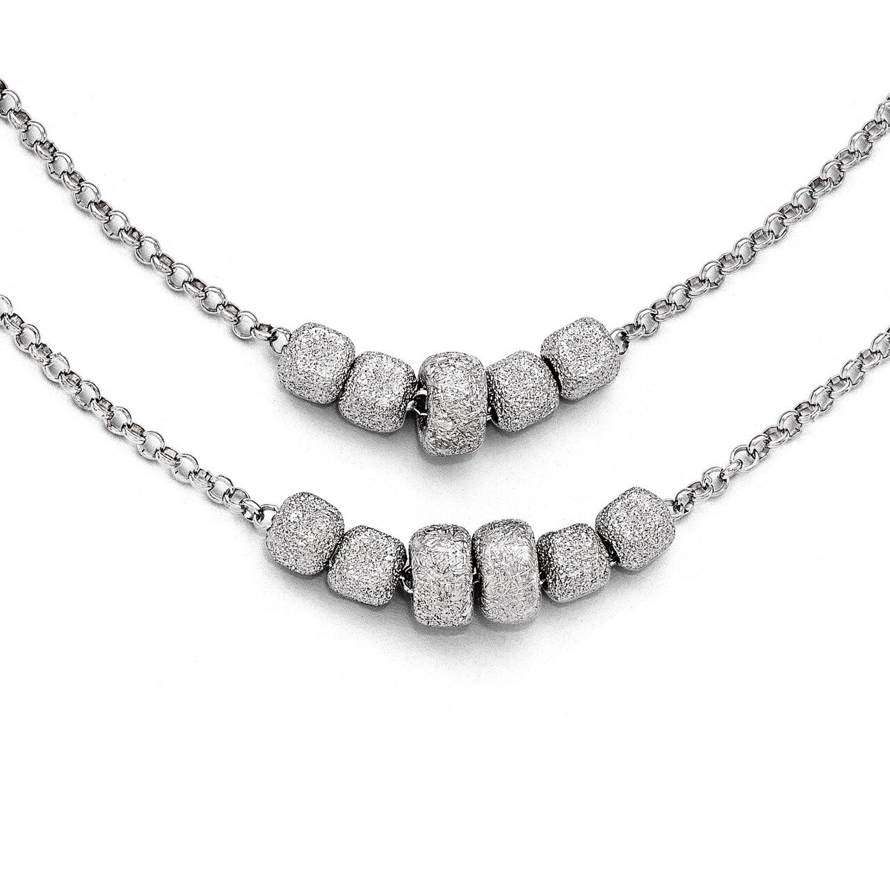 Diamond Cut Beaded Two Strand Necklace - Sterling Silver HB-QLF456-20