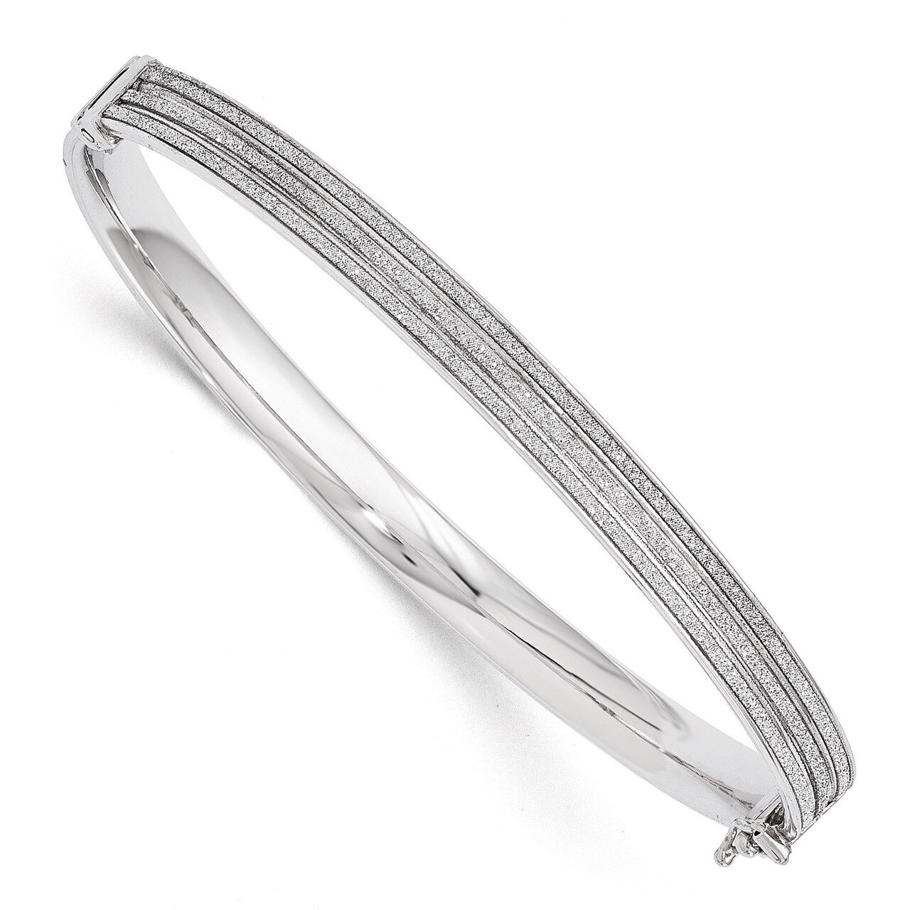 Glimmer Infused Hinged Bangle Bracelet - Sterling Silver HB-QLF481