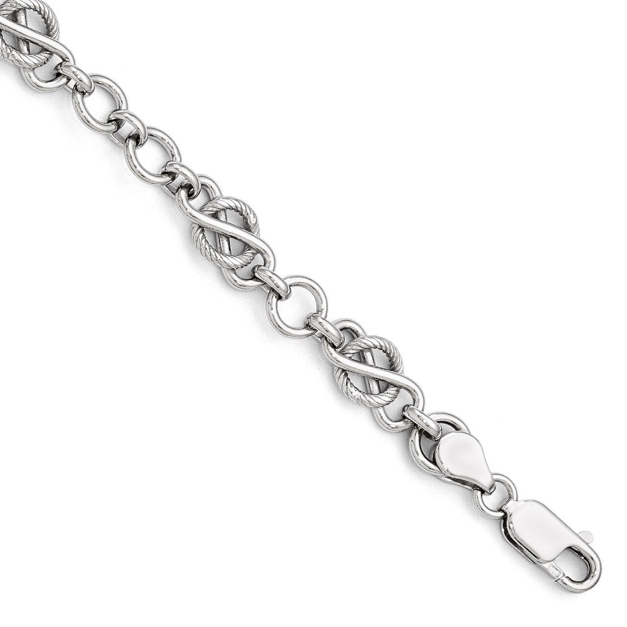Leslie&#39;s Polished and Texture Bracelet 7.5 Inch - Sterling Silver HB-QLF498-7.5, MPN: QLF498-7.5, 8…