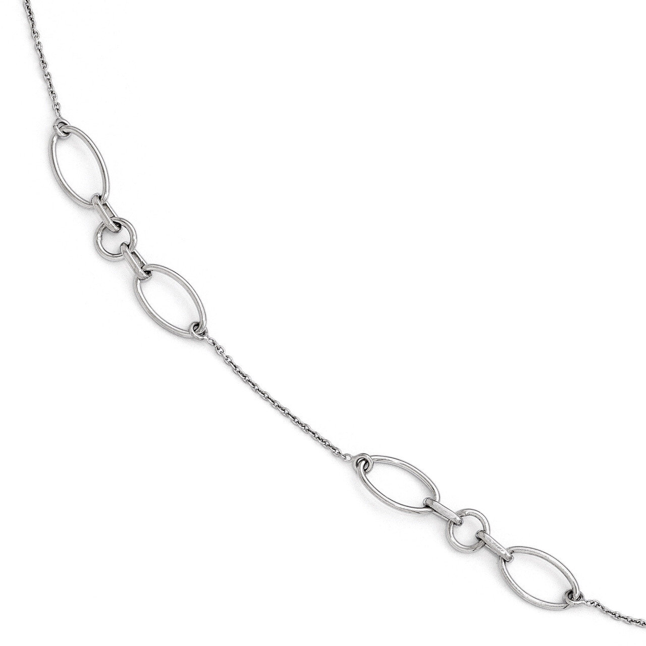 Fancy Link Anklet 9 with 1 Inch Extensionention - Sterling Silver HB-QLF511-10