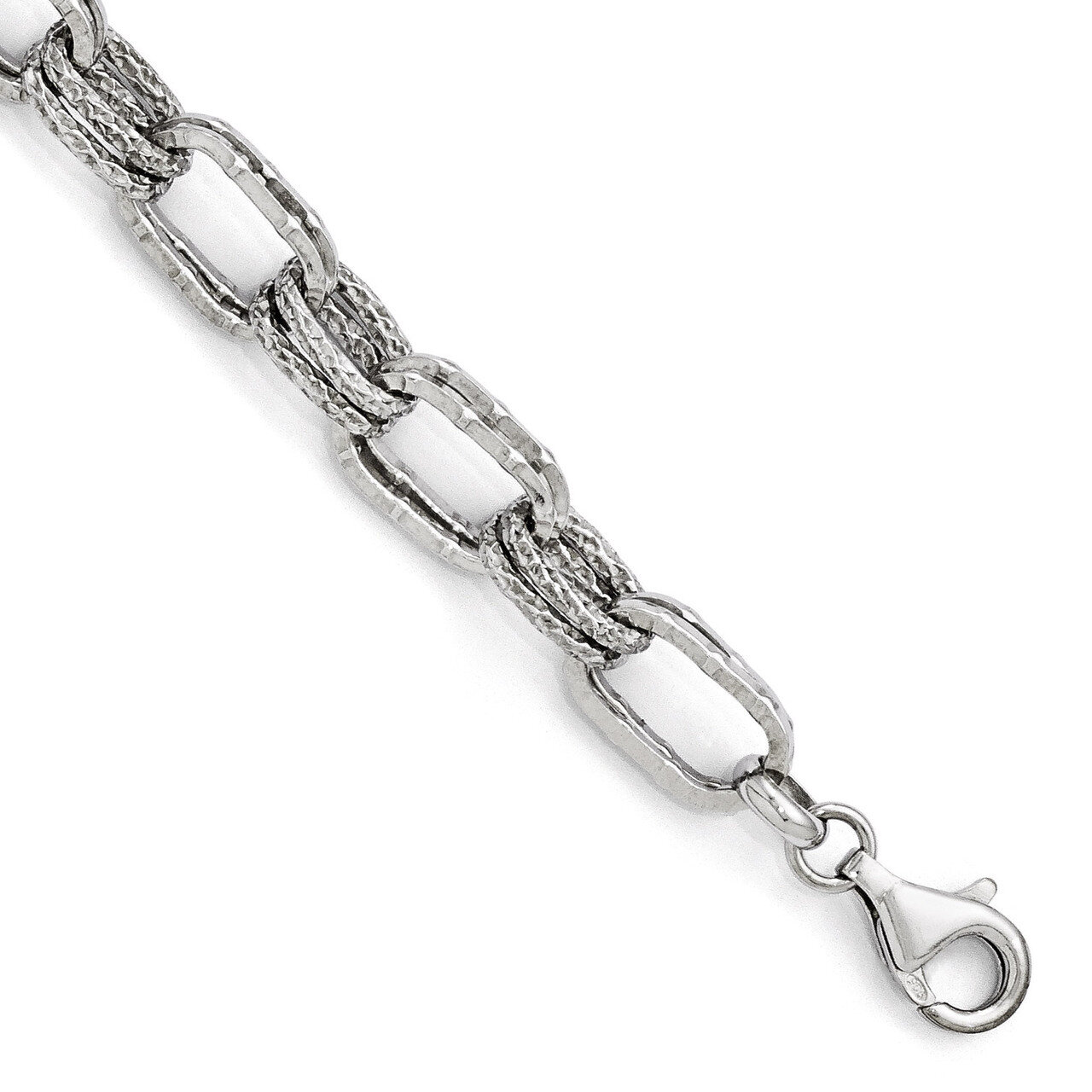 Leslie&#39;s Polished and Textured Link Bracelet 7.5 Inch - Sterling Silver HB-QLF513-7.5, MPN: QLF513-…
