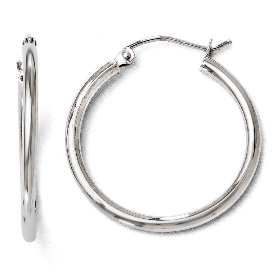 Leslie&#39;s Polished Hinged Hoop Earrings - 10k White Gold HB-TA04, MPN: TA04, 886774569802