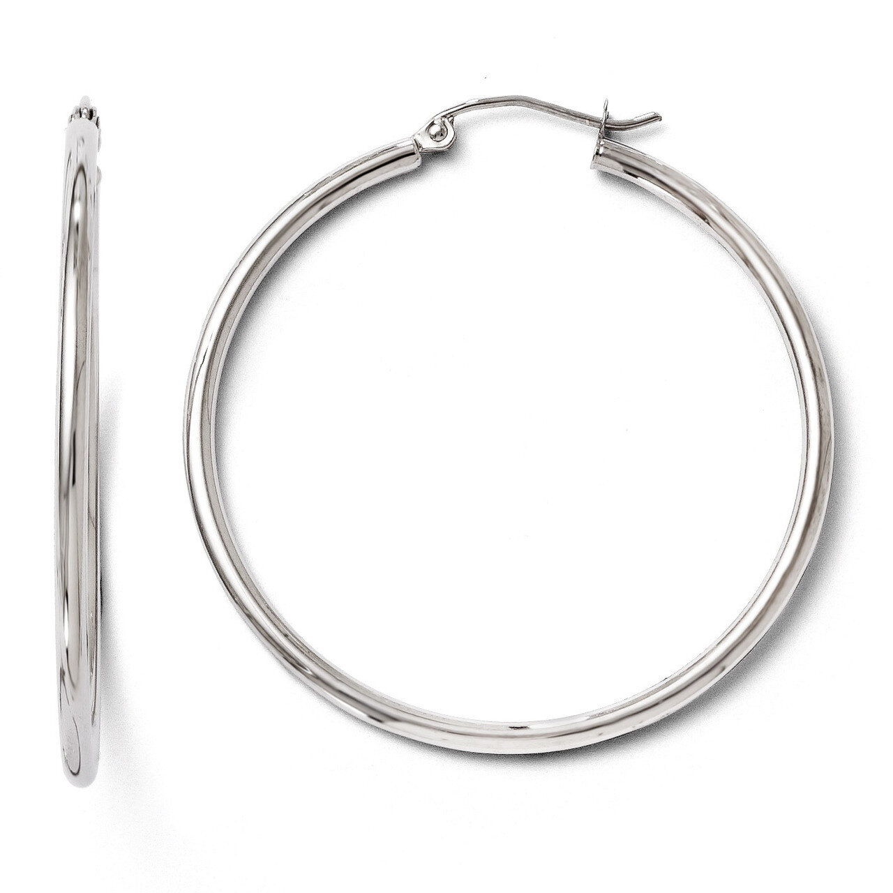 Leslie&#39;s Polished Hinged Hoop Earrings - 10k White Gold HB-TA07, MPN: TA07, 883957025018