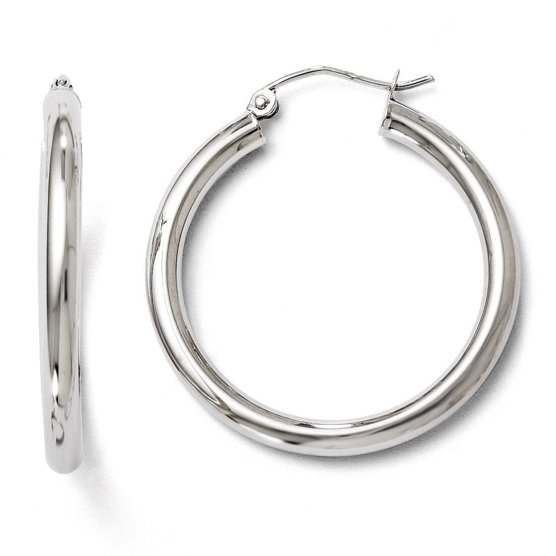 Leslie&#39;s Polished Hinged Hoop Earrings - 10k White Gold HB-TA13, MPN: TA13, 883957024974