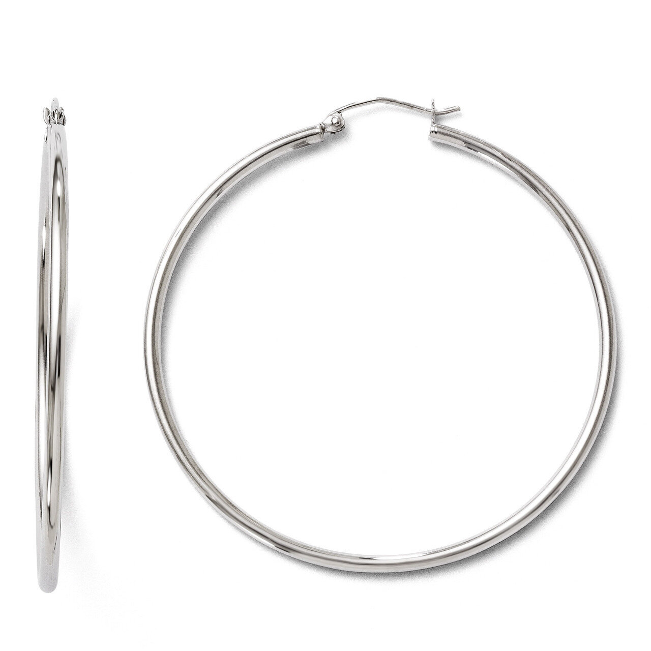 Leslie&#39;s Polished Hinged Hoop Earrings - 10k White Gold HB-TA41, MPN: TA41, 883957025001