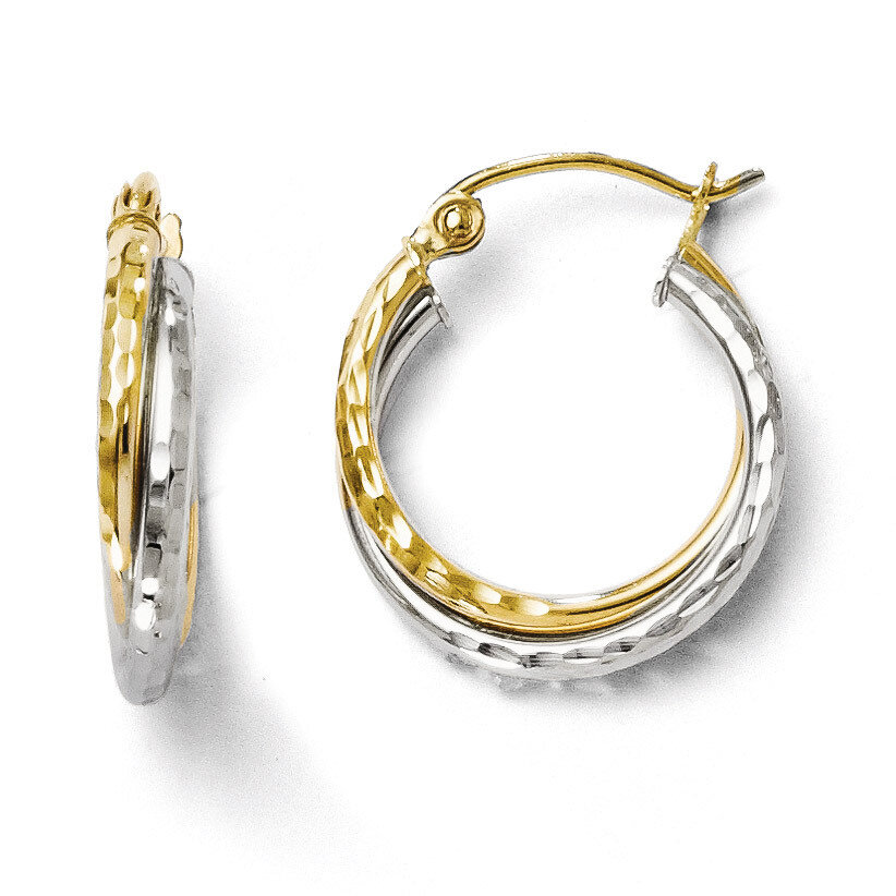 Leslie&#39;s Diamond-cut Hinged Hoop Earrings - 10k Gold Two-Tone HB-TA54, MPN: TA54, 886774569833