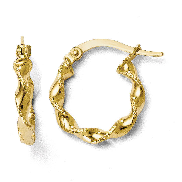 Polished Twisted Hinged Hoop Earrings - 10k Gold HB-TA70