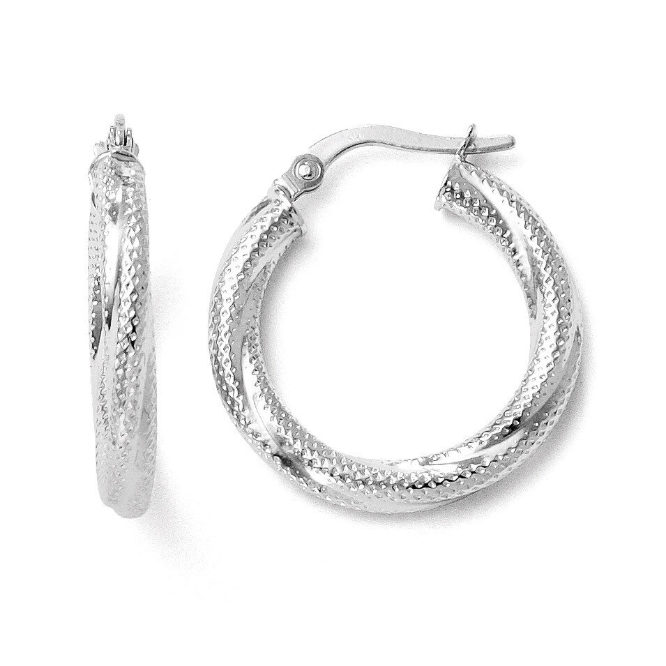 Leslie&#39;s Textured Hinged Hoop Earrings - 10k White Gold HB-TC22, MPN: TC22, 886774569918