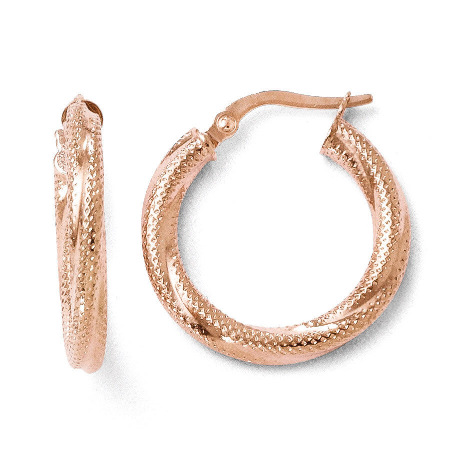 Textured Hinged Hoop Earrings - 10K Rose Gold HB-TC23