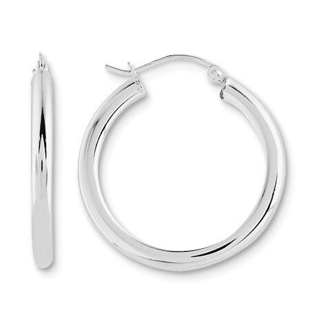 2.5mm Round Hoop Earrings - Sterling Silver Rhodium-plated QE4385, MPN: QE4385, 883957718743