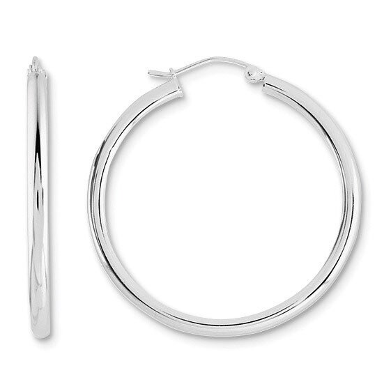 2.5mm Round Hoop Earrings - Sterling Silver Rhodium-plated QE4387, MPN: QE4387, 883957930077