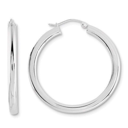 3mm Round Hoop Earrings - Sterling Silver Rhodium-plated QE810