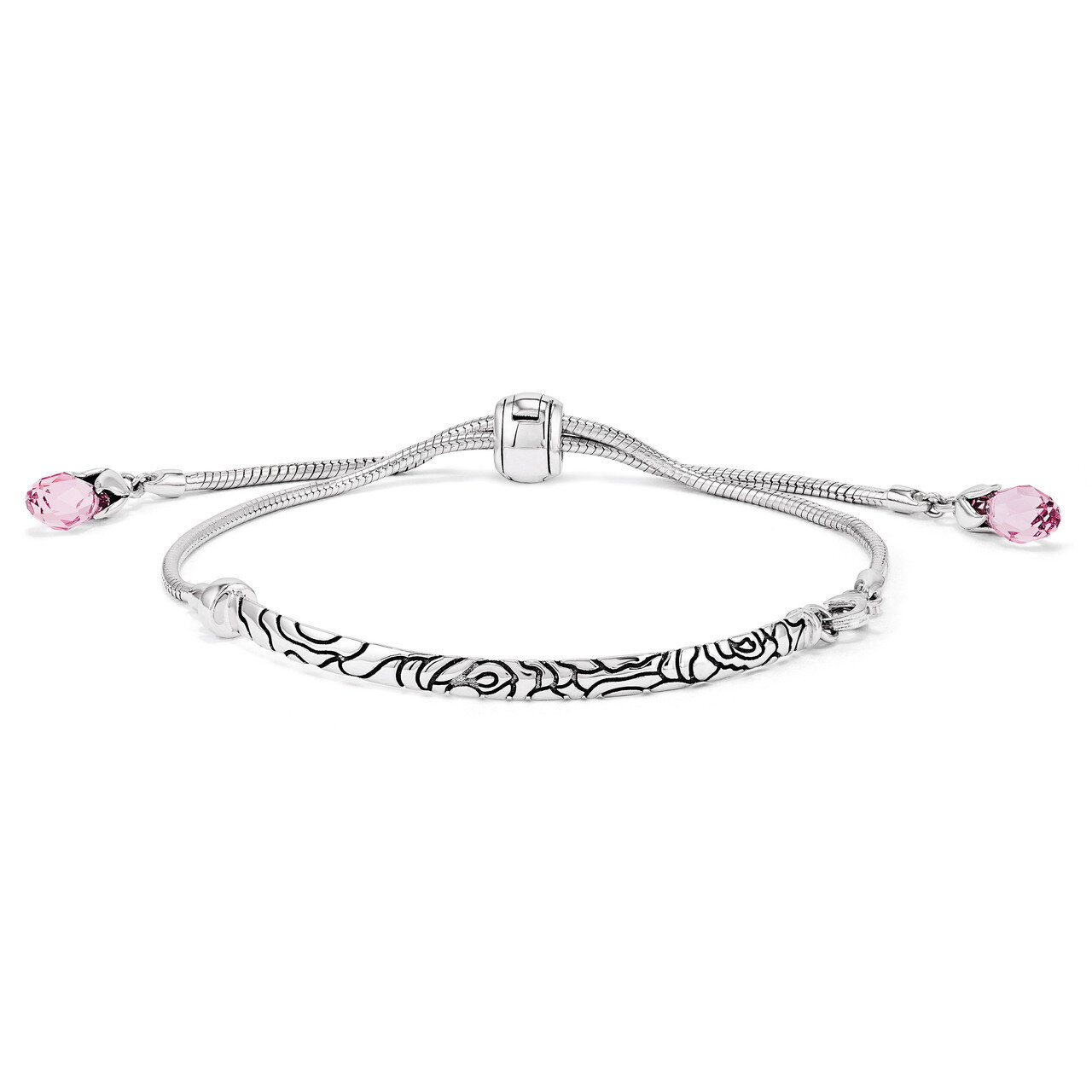 Pink Swarovski Elements Adjustable Bead Bracelet - Sterling Silver QG3501, MPN: QG3501, 886774613321