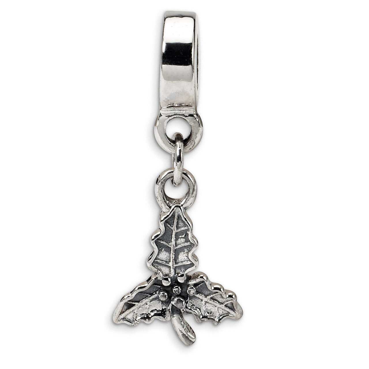 Holly Leaf Dangle Bead - Sterling Silver QRS1015