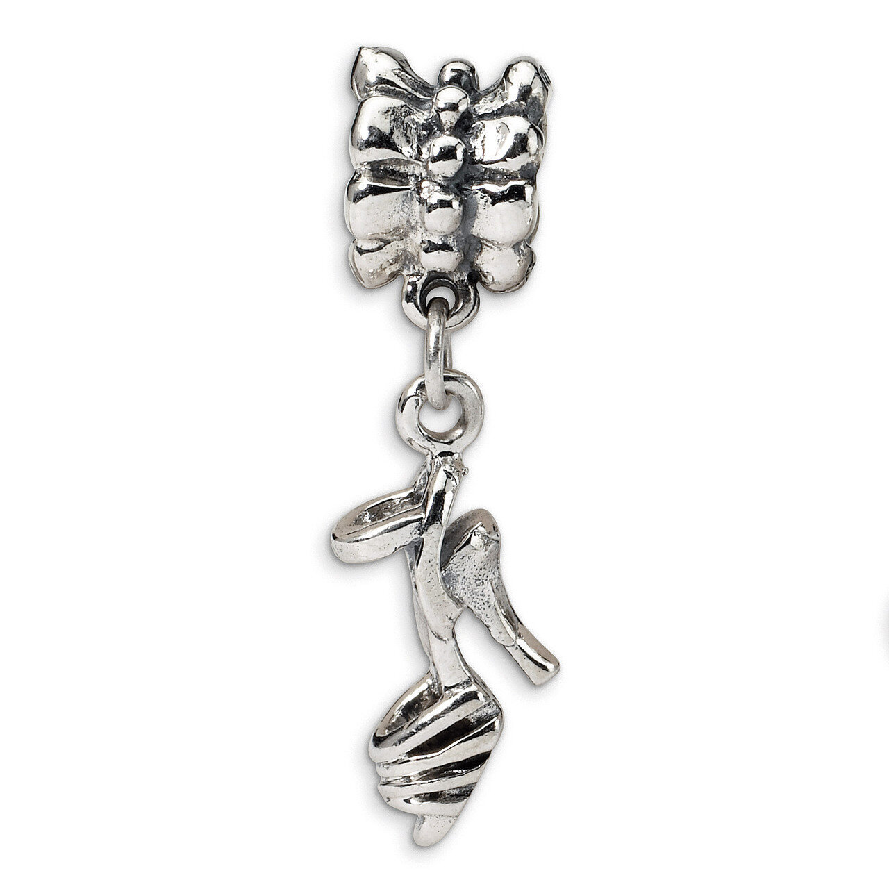 High Heel Shoe Dangle Bead - Sterling Silver QRS1042, MPN: QRS1042, 883957724058
