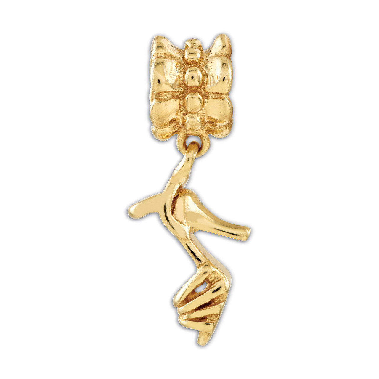 Gold-plated High Heel Shoe Dangle Bead - Sterling Silver QRS1042GP, MPN: QRS1042GP, 883957516493