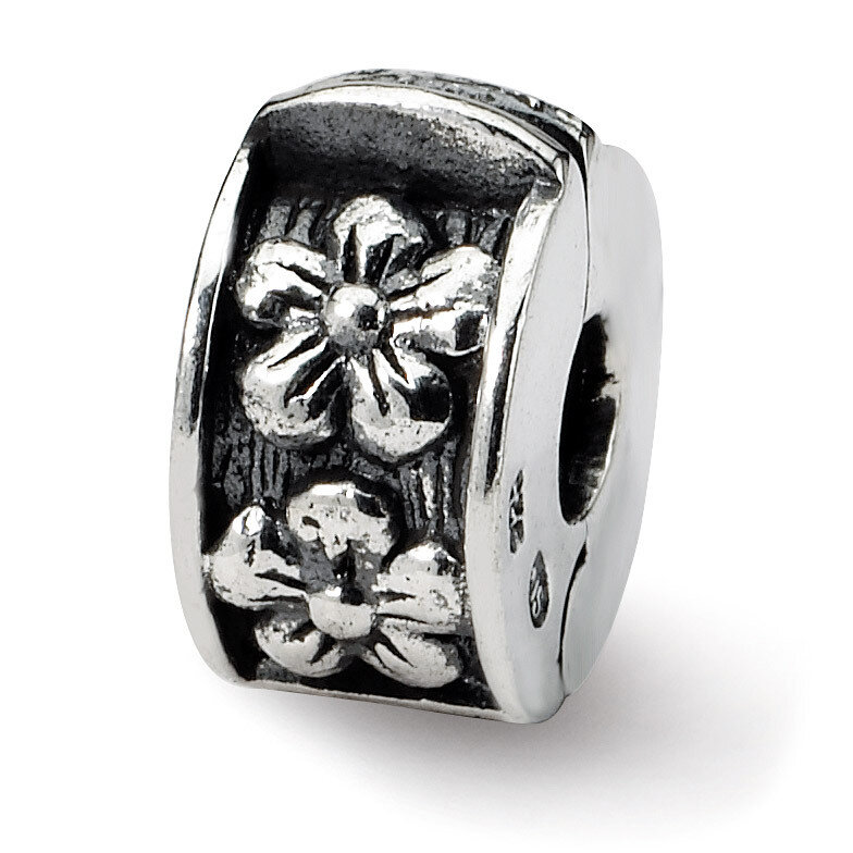 Hinged Floral Clip Bead - Sterling Silver QRS107, MPN: QRS107, 883957719467