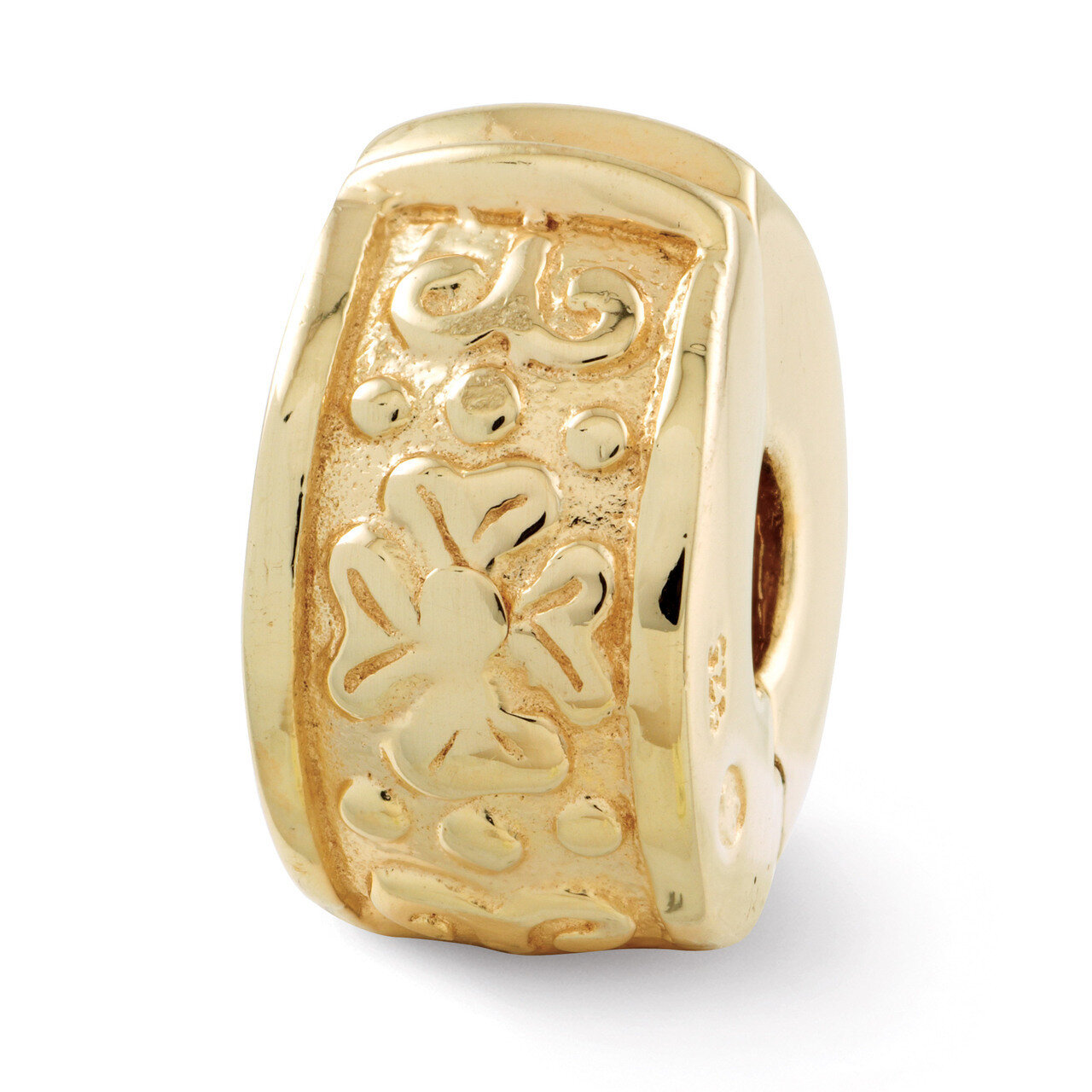 Gold-plated Hinged Floral Clip Bead - Sterling Silver QRS109GP, MPN: QRS109GP, 886774990781