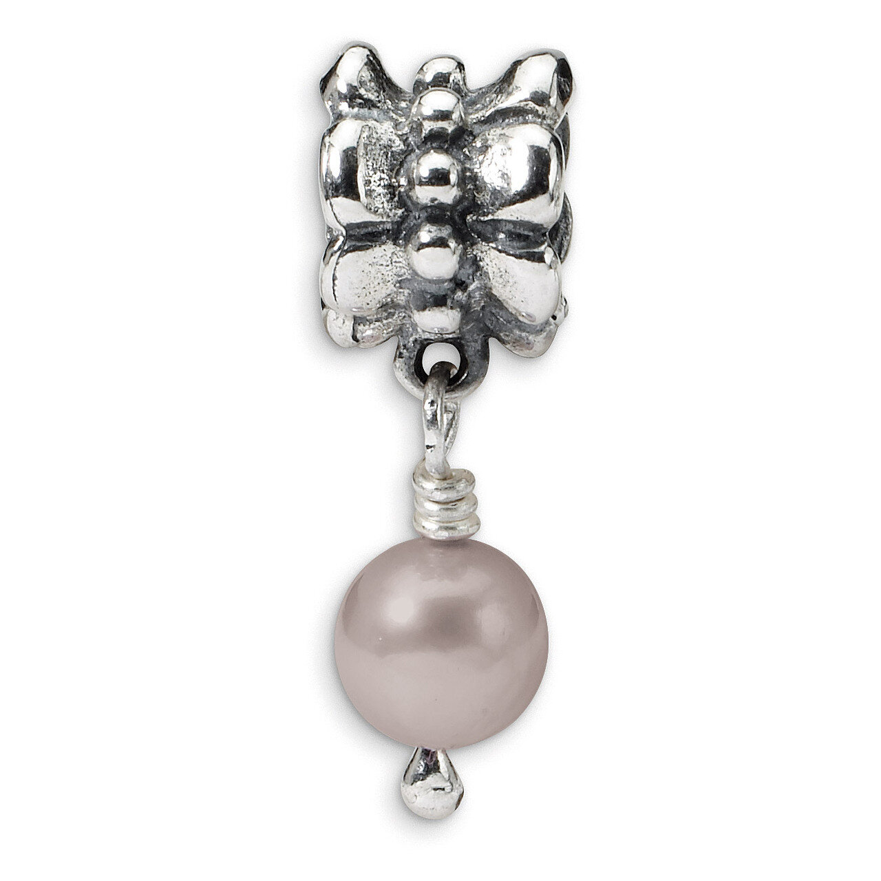 Grey Fresh Water Cultured Pearl Dangle Bead - Sterling Silver QRS1104