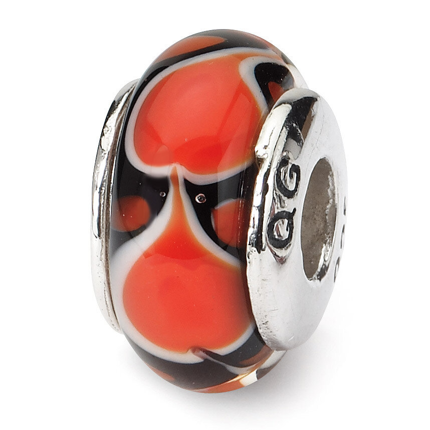 Red Heart Hand-blown Glass Bead - Sterling Silver QRS1108, MPN: QRS1108, 883957734880