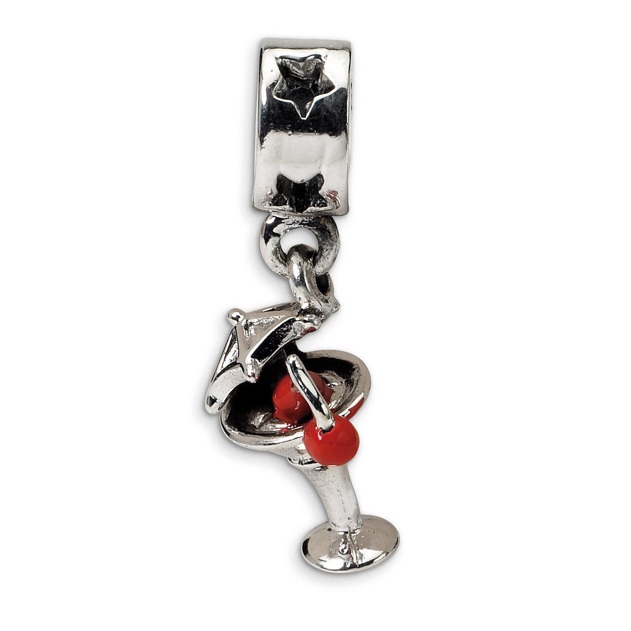 Enameled Martini Dangle Bead - Sterling Silver QRS1132, MPN: QRS1132, 883957276335