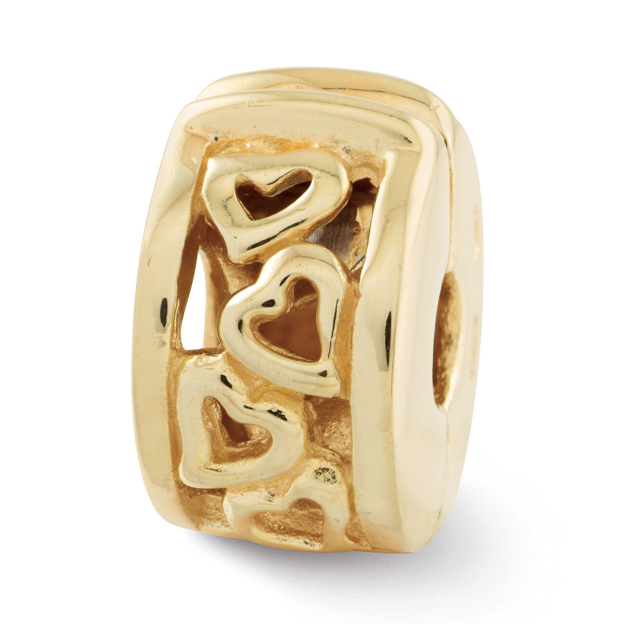 Gold-plated Hinged Hearts Clip Bead - Sterling Silver QRS113GP, MPN: QRS113GP, 886774990798
