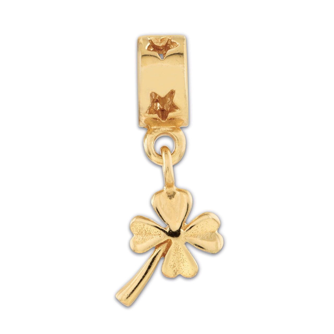Gold-plated 4-leaf Clover Dangle Bead - Sterling Silver QRS1145GP, MPN: QRS1145GP, 883957522739