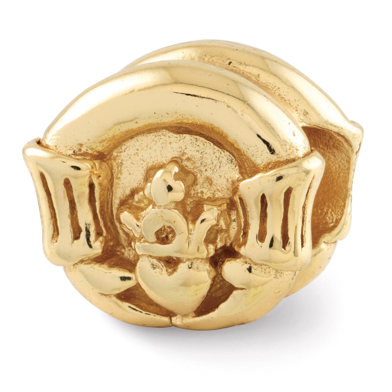 Gold-plated Claddagh Bead - Sterling Silver QRS1259GP, MPN: QRS1259GP, 883957367415