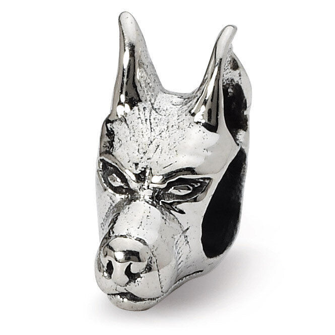 Doberman Pinscher Head Bead - Sterling Silver QRS1274, MPN: QRS1274, 883957302379