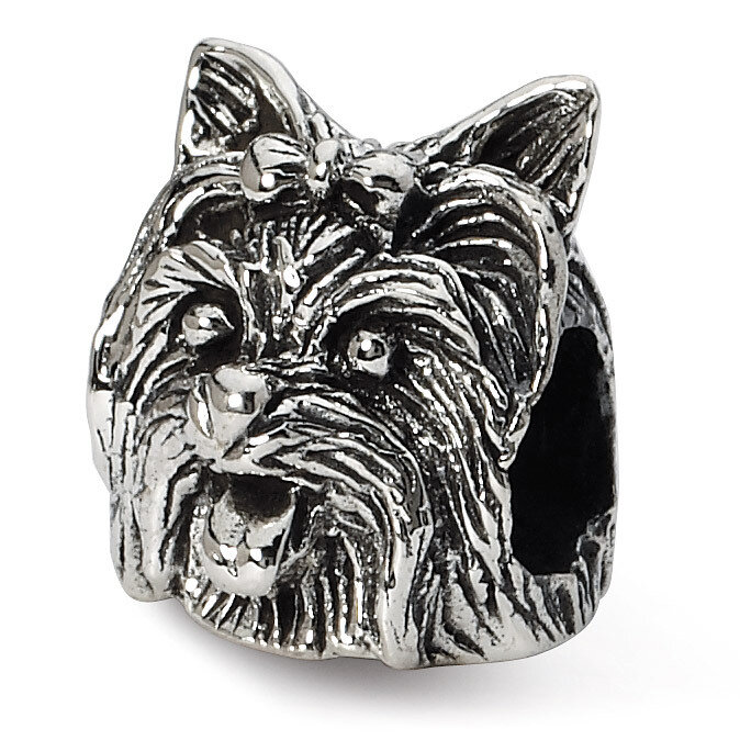Yorkshire Terrier Head Bead - Sterling Silver QRS1281, MPN: QRS1281, 883957302447