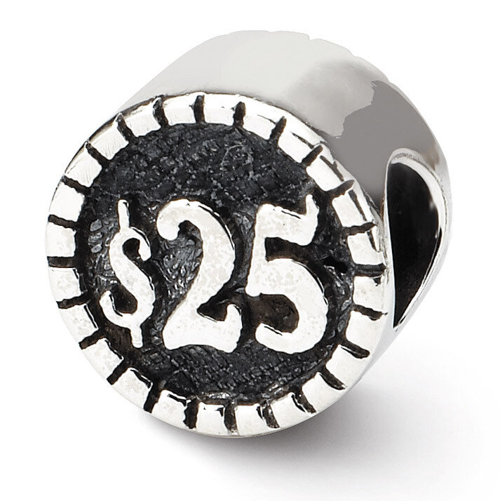 2-sided Vegas Bead - Sterling Silver QRS1288, MPN: QRS1288, 883957302485